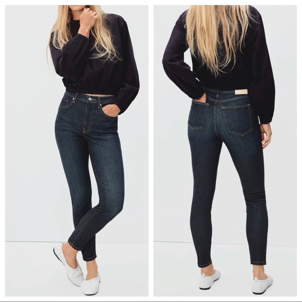 Everlane Skinny Jeans High Rise Dark Wash The Authentic Stretch Deep Indigo 27